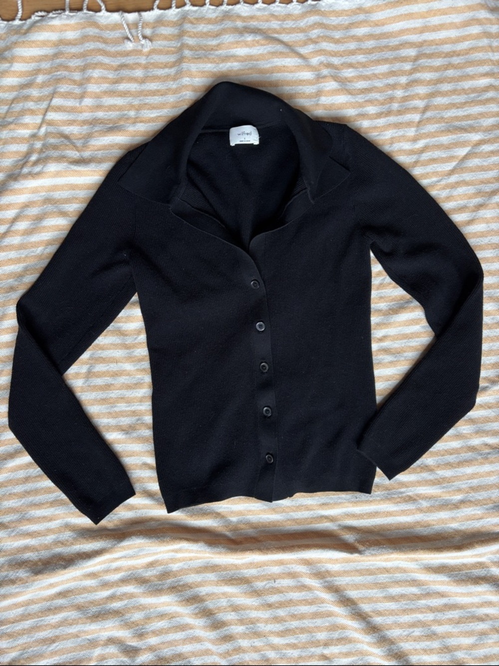 Aritzia | Black Ribbed Button-Front Top